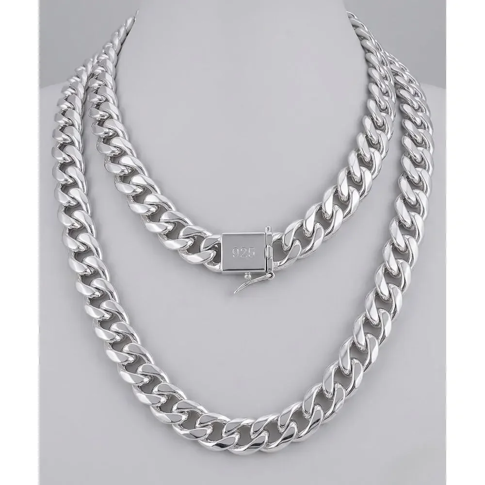 925 Stamped Silver 10mm Cuban Link Chain Necklace 24